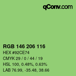 Color code: RGB 146 206 116 | qconv.com