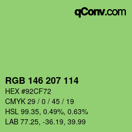 カラーコード: RGB 146 207 114 | qconv.com