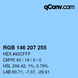 Color code: RGB 146 207 255 | qconv.com