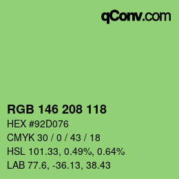 Color code: RGB 146 208 118 | qconv.com