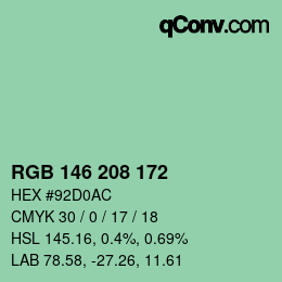 Color code: RGB 146 208 172 | qconv.com