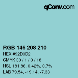 カラーコード: RGB 146 208 210 | qconv.com