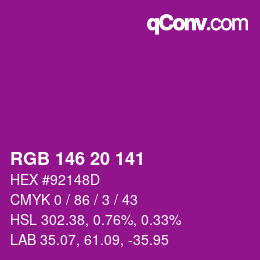 Color code: RGB 146 20 141 | qconv.com