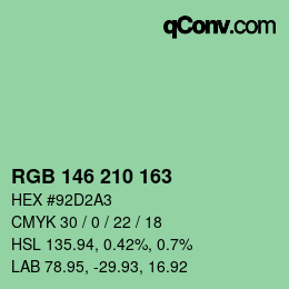 Color code: RGB 146 210 163 | qconv.com