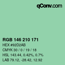 Color code: RGB 146 210 171 | qconv.com