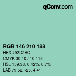 カラーコード: RGB 146 210 188 | qconv.com