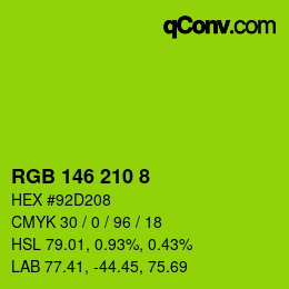 カラーコード: RGB 146 210 8 | qconv.com