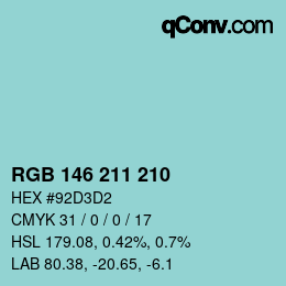 Color code: RGB 146 211 210 | qconv.com