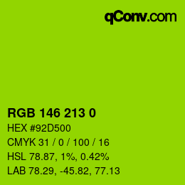 Color code: RGB 146 213 0 | qconv.com