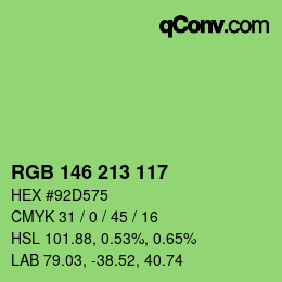 Color code: RGB 146 213 117 | qconv.com