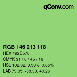 Color code: RGB 146 213 118 | qconv.com