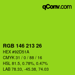 Color code: RGB 146 213 26 | qconv.com