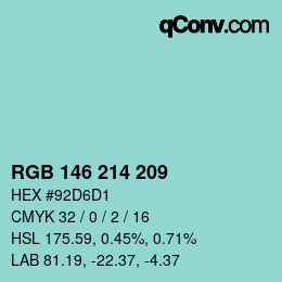 Color code: RGB 146 214 209 | qconv.com