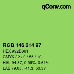 Color code: RGB 146 214 97 | qconv.com