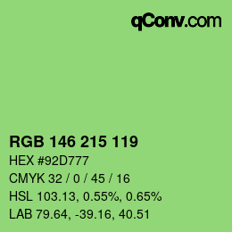 カラーコード: RGB 146 215 119 | qconv.com