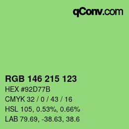 Color code: RGB 146 215 123 | qconv.com