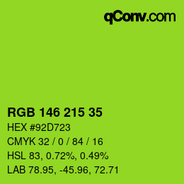 颜色代码: RGB 146 215 35 | qconv.com