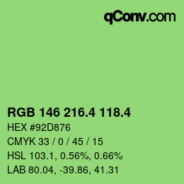 カラーコード: RGB 146 216.4 118.4 | qconv.com