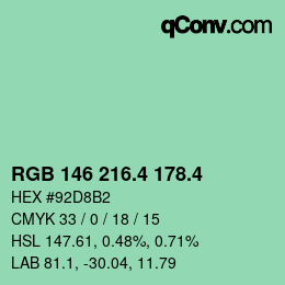 カラーコード: RGB 146 216.4 178.4 | qconv.com