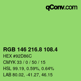 カラーコード: RGB 146 216.8 108.4 | qconv.com