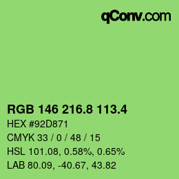 カラーコード: RGB 146 216.8 113.4 | qconv.com