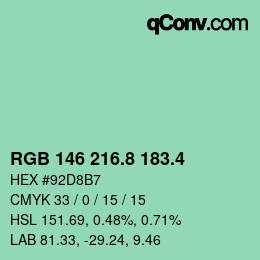 カラーコード: RGB 146 216.8 183.4 | qconv.com
