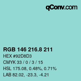 Color code: RGB 146 216.8 211 | qconv.com
