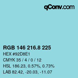 Color code: RGB 146 216.8 225 | qconv.com