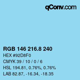 Color code: RGB 146 216.8 240 | qconv.com