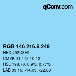 Color code: RGB 146 216.8 249 | qconv.com