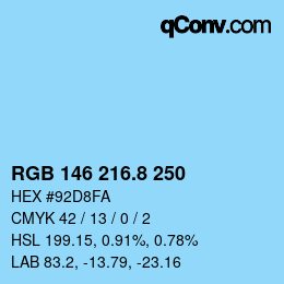 Color code: RGB 146 216.8 250 | qconv.com