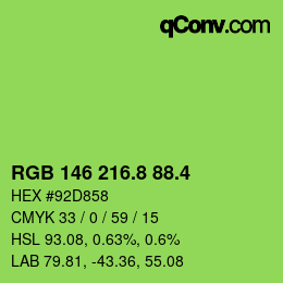 カラーコード: RGB 146 216.8 88.4 | qconv.com