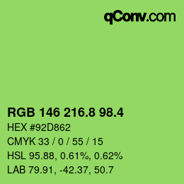 カラーコード: RGB 146 216.8 98.4 | qconv.com