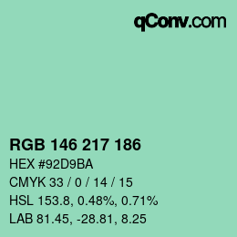Código de color: RGB 146 217 186 | qconv.com