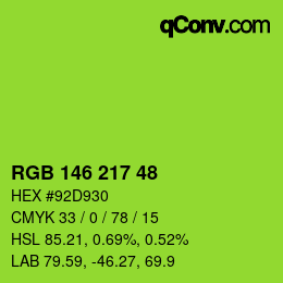 Farbcode: RGB 146 217 48 | qconv.com