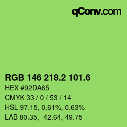 カラーコード: RGB 146 218.2 101.6 | qconv.com