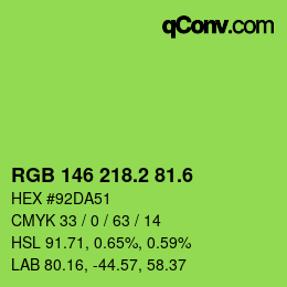 カラーコード: RGB 146 218.2 81.6 | qconv.com