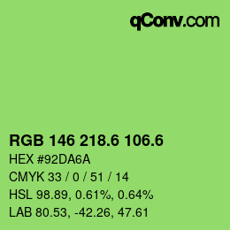 カラーコード: RGB 146 218.6 106.6 | qconv.com