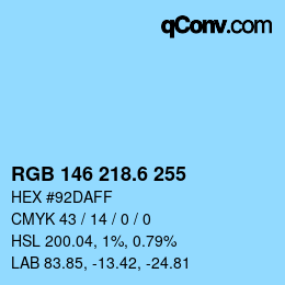 カラーコード: RGB 146 218.6 255 | qconv.com