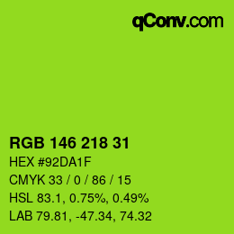 カラーコード: RGB 146 218 31 | qconv.com