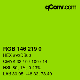 Color code: RGB 146 219 0 | qconv.com