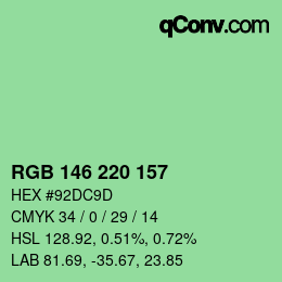 Color code: RGB 146 220 157 | qconv.com
