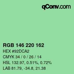 Color code: RGB 146 220 162 | qconv.com