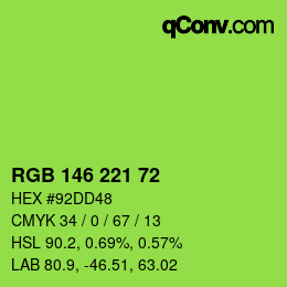 Color code: RGB 146 221 72 | qconv.com