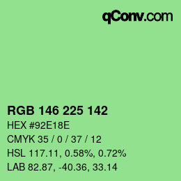 Color code: RGB 146 225 142 | qconv.com