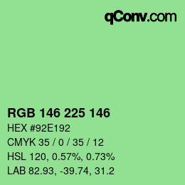 Code couleur: RGB 146 225 146 | qconv.com