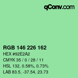 Color code: RGB 146 226 162 | qconv.com
