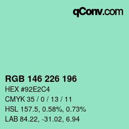 Color code: RGB 146 226 196 | qconv.com