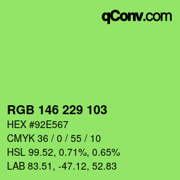 Color code: RGB 146 229 103 | qconv.com