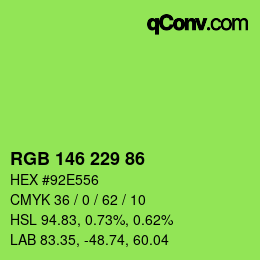 Color code: RGB 146 229 86 | qconv.com